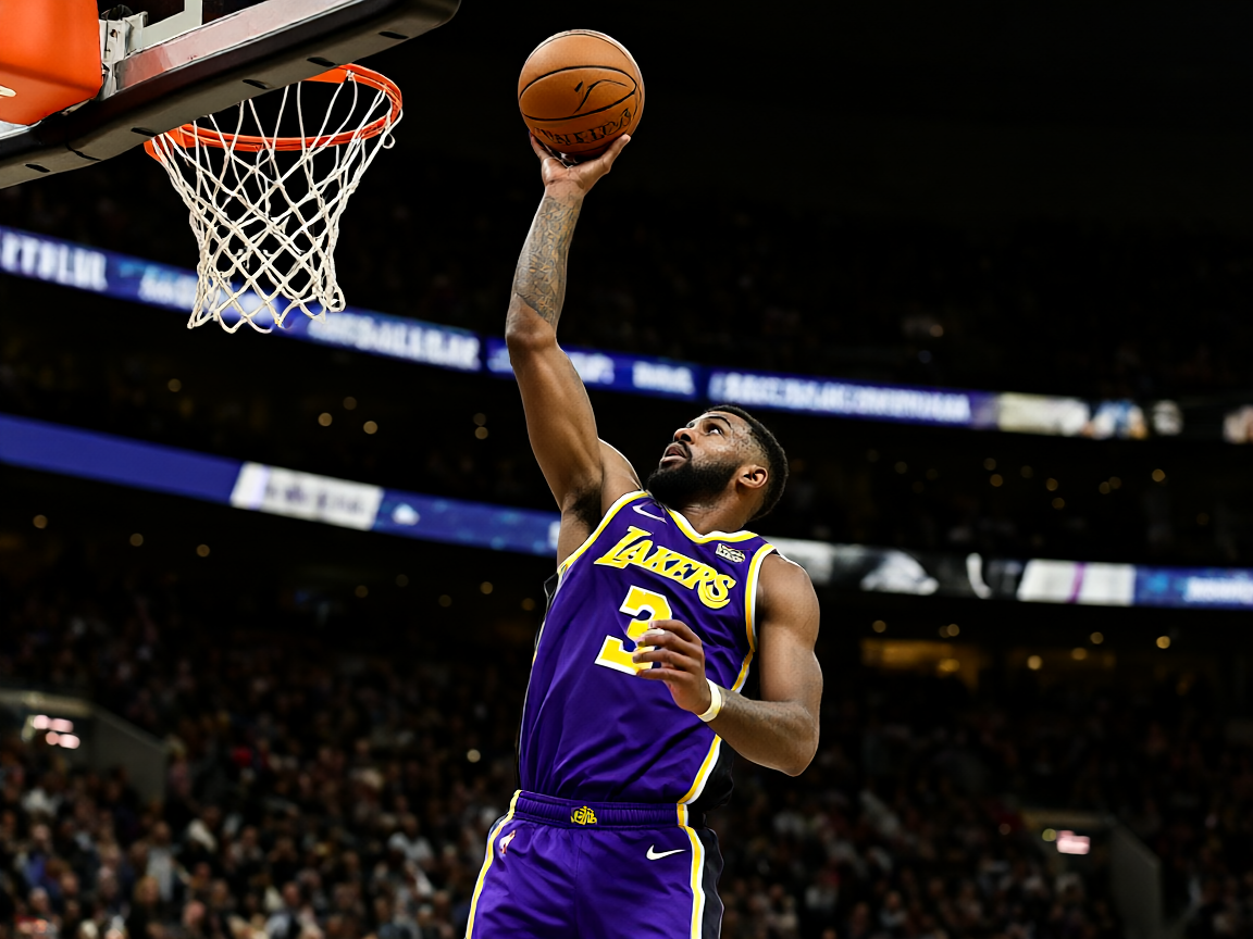 NBA比赛中球员突破上篮的精彩瞬间